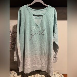 Lane Bryant Teal Long Sleeve Top
